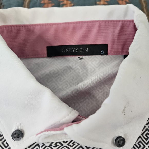 Greyson Black and White Polo with Pink Accents - Picture 2 of 7